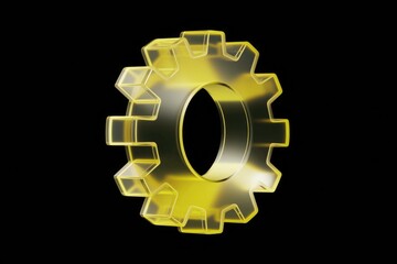 Poster - A translucent yellow gear, symbolizing mechanics, engineering, and processes.