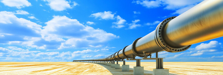 Aufkleber - Industrial pipeline stretches across vast dry landscape