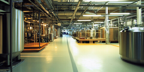 Poster - Manufacturing facility showcasing large metal tanks and equipment