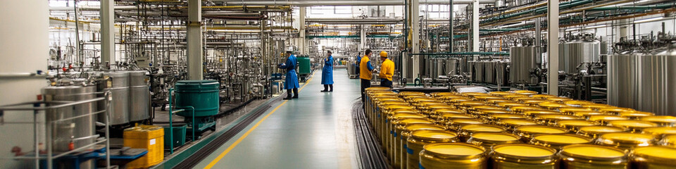 Aufkleber - Industrial facility with workers and large containers in operation