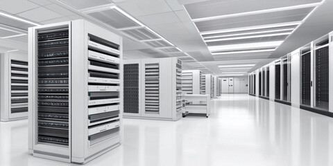 Aufkleber - Modern data center interior with multiple server racks