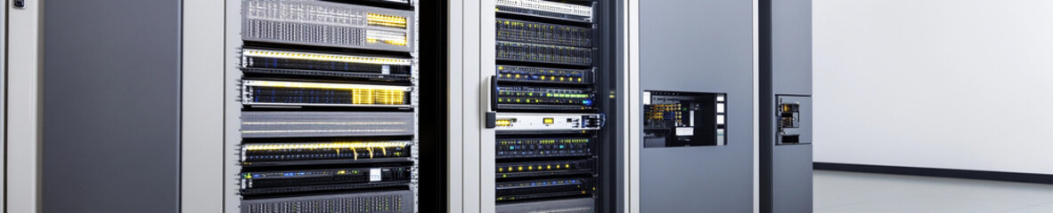 Aufkleber - High-tech server room with advanced networking equipment