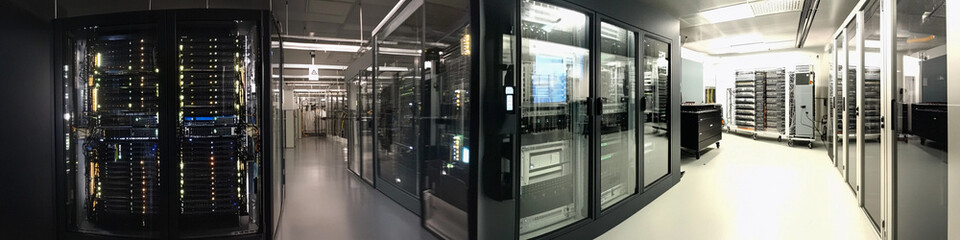 Aufkleber - Modern data center with rows of servers and equipment