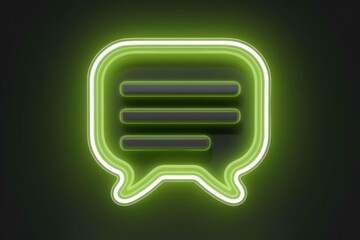 Poster - Neon green speech bubble with three lines of text inside, symbolizing a message or notification.