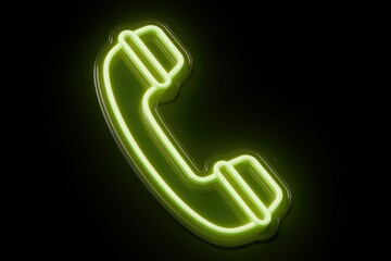 Poster - A glowing green neon sign depicting a classic telephone handset.