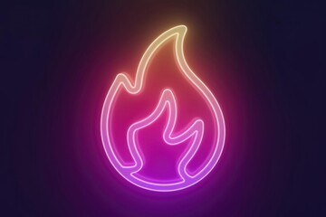Poster - Neon flame icon, vibrant colors, glowing design, symbolic of passion, energy, and heat.