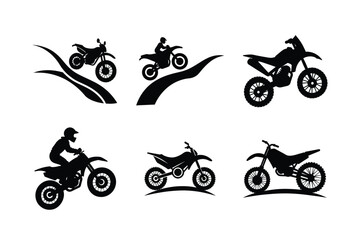 Wall Mural - Off-road motorcycle silhouette on white background vector