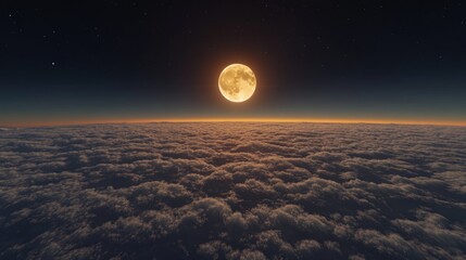 Wall Mural - full moon rising above clouds