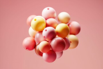 Poster - A cluster of pastel pink and yellow spheres, creating a visually appealing and abstract composition.