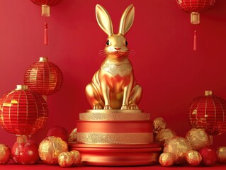 Poster - Golden Rabbit on Cake