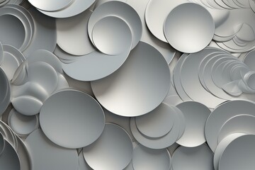 Poster - Metallic gray ellipses overlapping creating abstract modern design, ideal for backgrounds and textures
