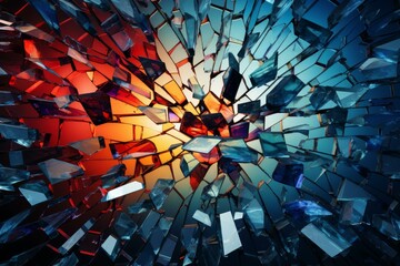 Leinwandbilder - Colorful glass shards exploding outwards, creating a vibrant and dynamic abstract background