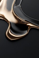 Poster - Liquid gold cascades softly over a dark surface, creating smooth curves and reflective highlights. The interplay of light and texture enhances the overall elegance and richness
