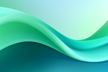 Poster - Smooth flowing green and blue gradient waves create a serene and elegant abstract background