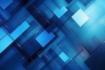 Leinwandbilder - Modern abstract background featuring blue geometric shapes, intersecting lines, and subtle light effects, creating a dynamic and futuristic feel