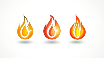 Poster - Flame icons representing energy, warmth, and passion in a vibrant design for modern illustrations and graphics. Generative AI