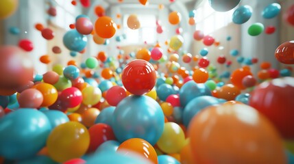 Wall Mural - 3d rendering of a large number of colorful balls. the balls are all different colors and are bouncin