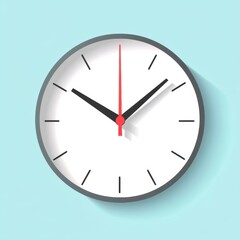 Aufkleber - Modern clock displaying time with black and red hands on a soft blue background featuring minimalistic design elements. Generative AI