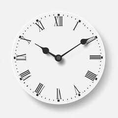 Leinwandbilder - Classic round clock showing time just past three oclock with Roman numerals on a clean white background. Generative AI