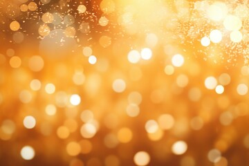 Poster - Golden bokeh background with falling glitter and bright light creates festive atmosphere