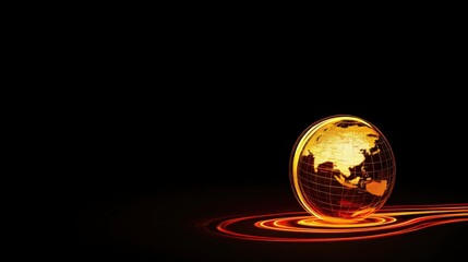 Wall Mural - A globe is lit up in a black background