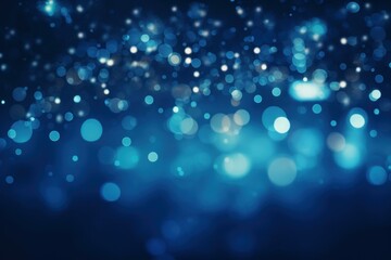 Poster - Defocused glittering lights creating a dreamy, magical bokeh effect against a deep blue backdrop