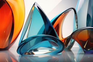 Poster - Colorful glass shapes creating a dynamic and abstract composition, reflecting light and showcasing smooth curves