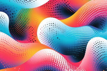 Poster - Vibrant and modern abstract background featuring colorful flowing shapes and halftone dots, creating a dynamic and visually appealing design