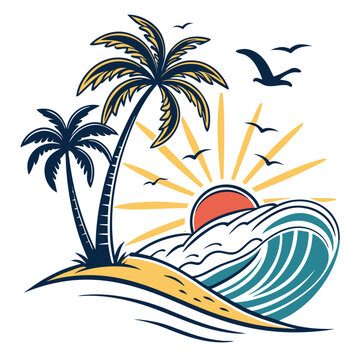 Summer beach logo vector.