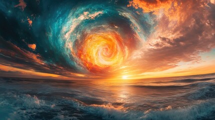 Wall Mural - Sunset Over Ocean