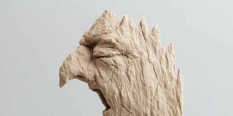 Poster - Beige Textured Sculpture of a Weathered Face