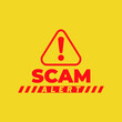 © rupa - Scam alert warning background. Stay safe and secure with scam