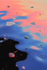Poster - Abstract Water Reflections:  A mesmerizing interplay of light and shadow on water, creating an abstract dreamscape of pastel pink, blue, and dark hues.