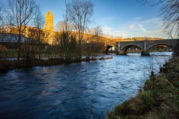 Wall Mural - tweed bridge at peebles. the river tweed is 97 miles long from source to estuary and runs eastward i