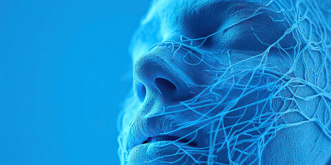Poster - Three-Dimensional Render of Face with Network Strands