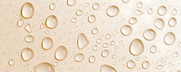 Poster - water droplets on a beige surface, glistening and reflecting light, a mesmerizing texture. pure beau