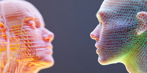 Poster - Digital Mesh Renderings of Two Human Heads
