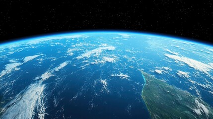 Wall Mural - View of the earth from space captured in high resolution with visible continents and cloud patterns