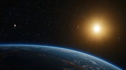 Wall Mural - View of the earth from space with vibrant blue oceans and white cloud patterns