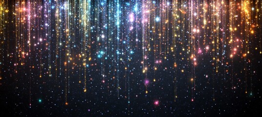Wall Mural - colorful shiny glitter light sparkle fall on dark background. generative video ai technology.