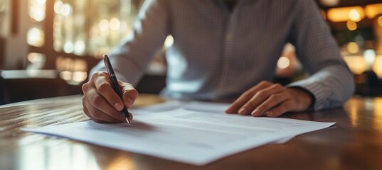 Poster - Manager sign company contract. Generative AI technology.	
