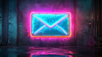 Poster - a glowing blue envelope with sparkling effects on a dark background, representing digital communicat