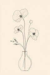 Wall Mural - Three Flowers in Vase