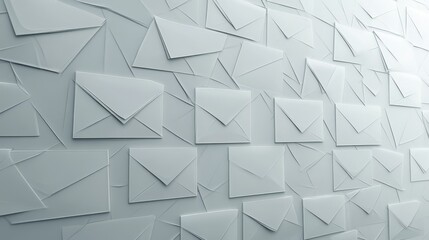 Poster - white envelopes interconnected by lines on a gray background, symbolizing communication and connectivity