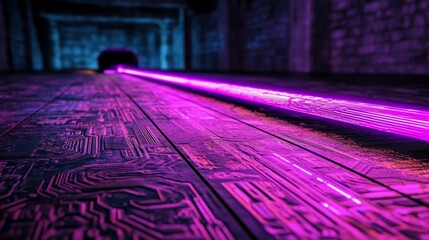 Aufkleber - On a deep black canvas, blue and purple lasers crisscross to make fine patterns