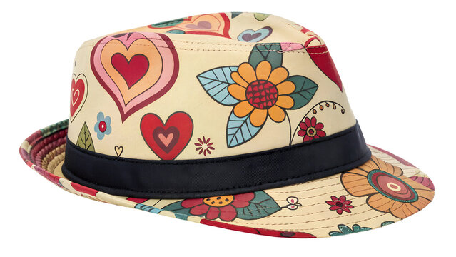 Stylish flowers hat isolated on white or transparent background 