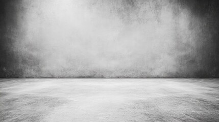 Poster - A simple, clean, and empty studio space with white walls and concrete floors, ideal for showcasing products or creative photography.