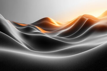 Poster - Abstract landscape of smooth waves illuminated by soft golden light during sunset