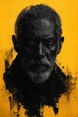 Poster - A background featuring a texture of yellow and black with visible brush strokes