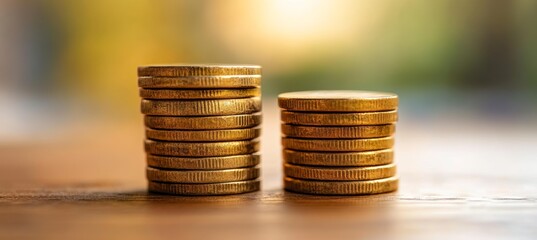 Aufkleber - Stack of gold coins. Generative AI technology.	
